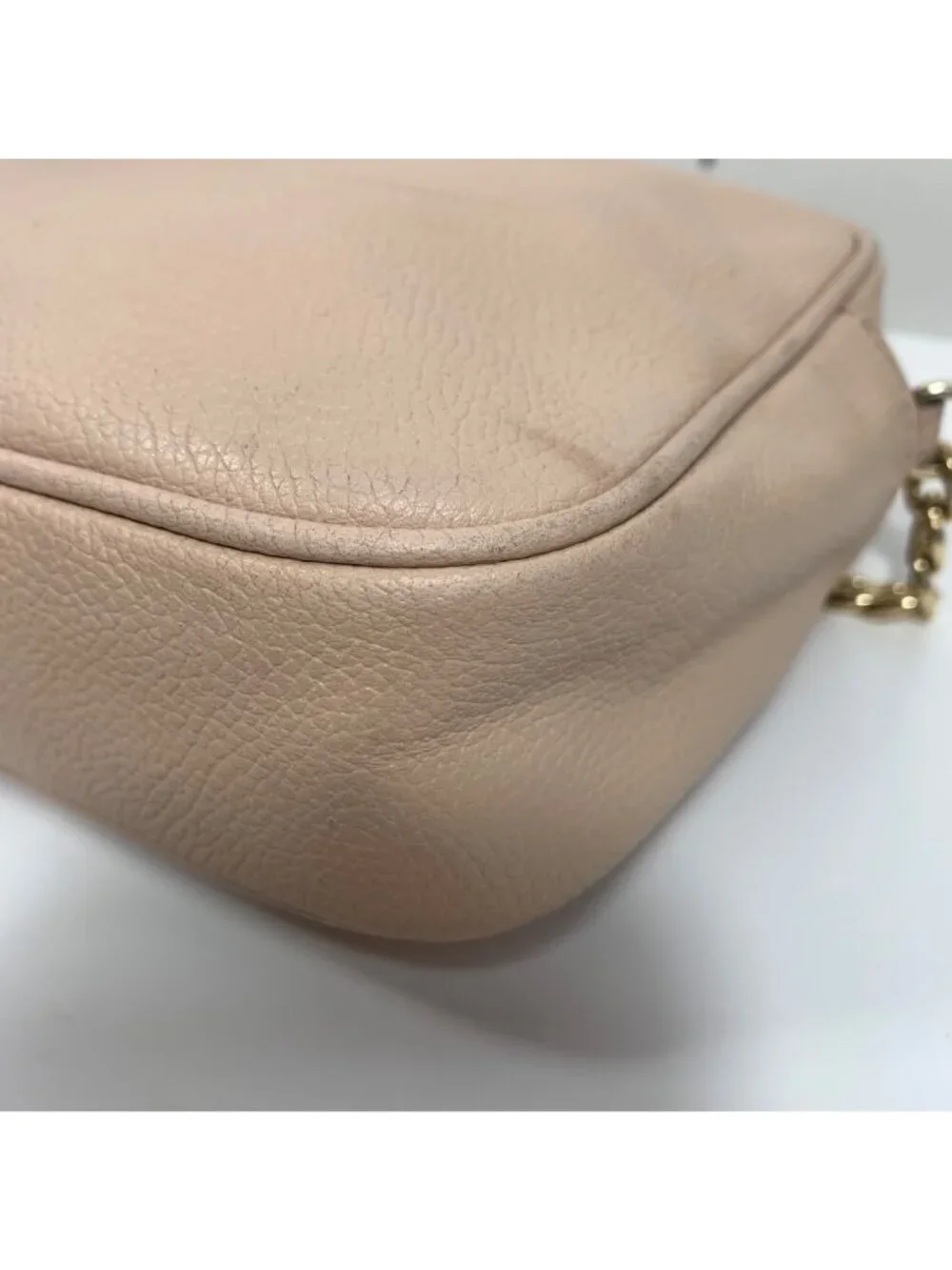 Michael Kors Fulton Blush Pink Pebbled Leather Crossbody Bag Gold Chain Strap